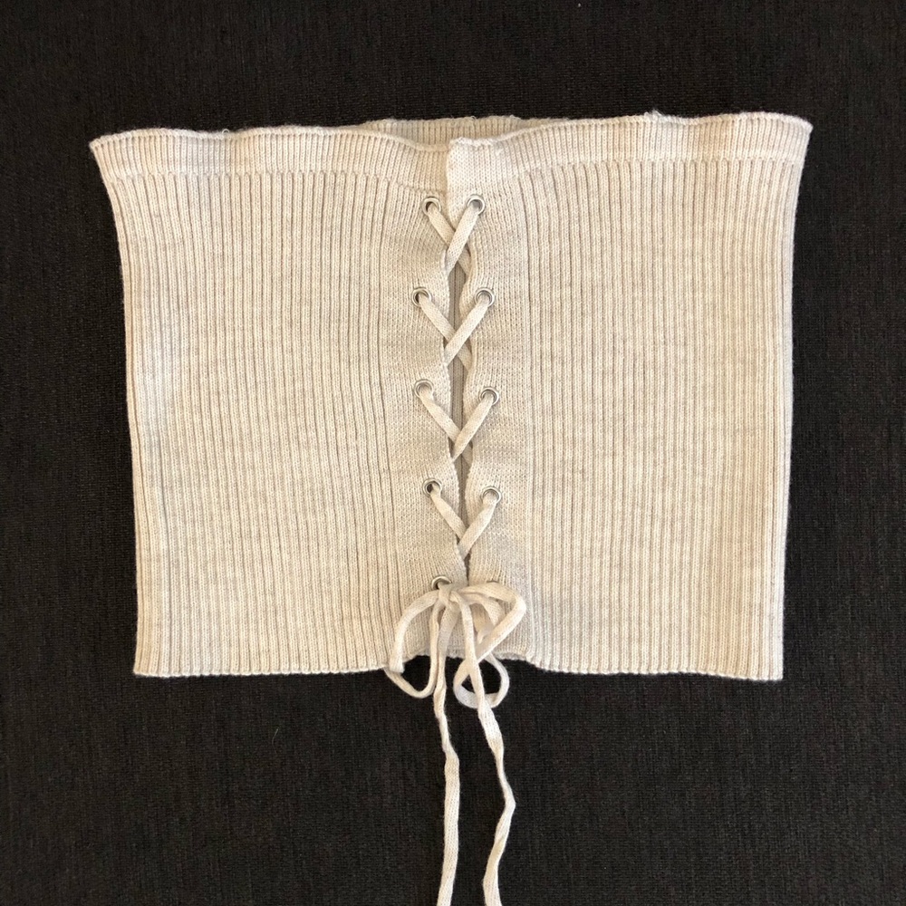 Cream Cropped Top with Strings